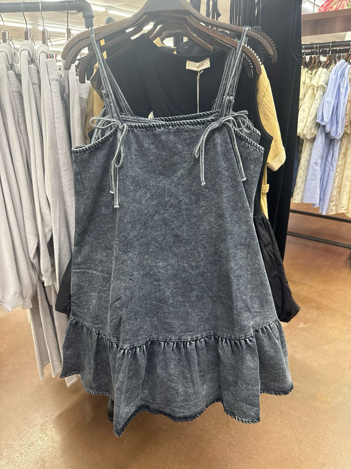 The Kacie Denim Sleeveless Mini Dress, Color: Dark Denim, Size: SML