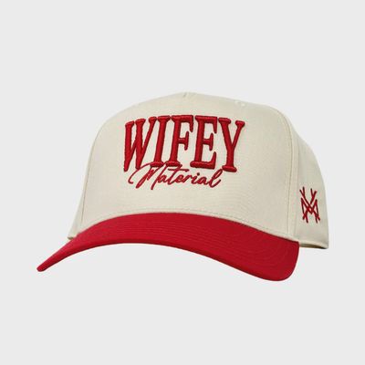 Wifey Material Hat - Red/Natural