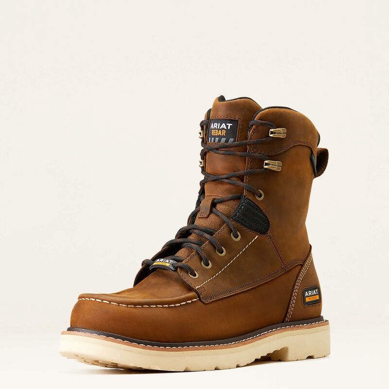 8&quot; Rebar Lift Waterproof Distressed Brown Boots