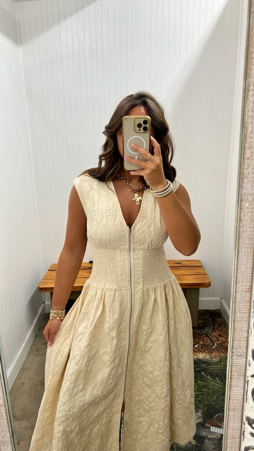 Valid Front Zip Midi Dress