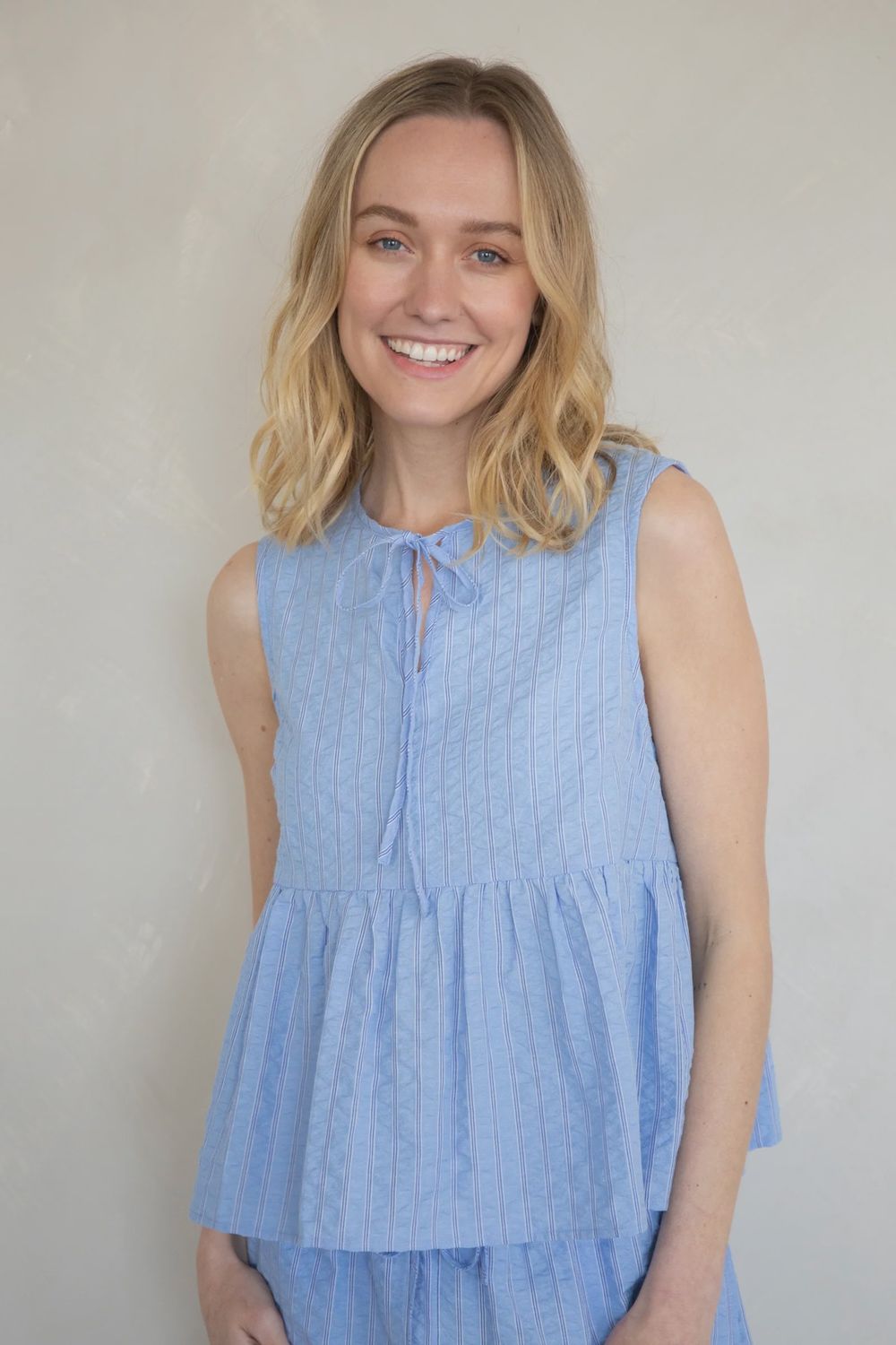 Count On Me Sleeveless Blouse, Color: Blue, Size: SML