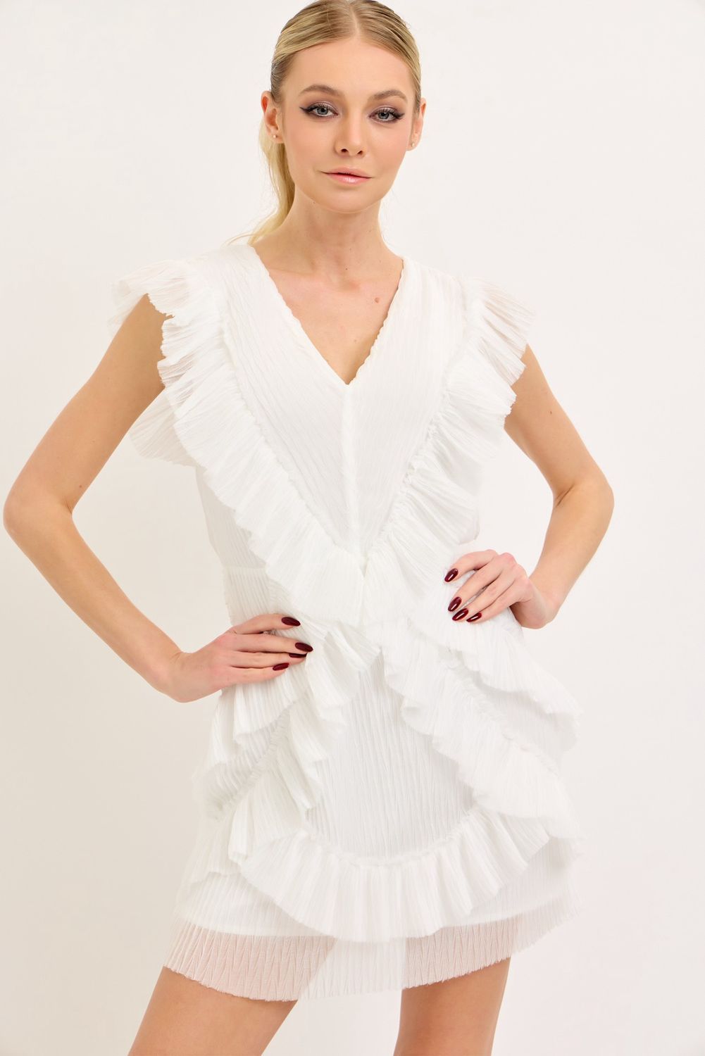 Order Please Mini Dress, Color: White, Size: SML