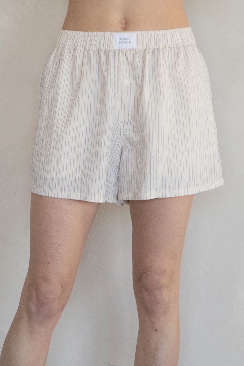 Till The End Striped Boxer Shorts, Color: Cream/Blue, Size: SML