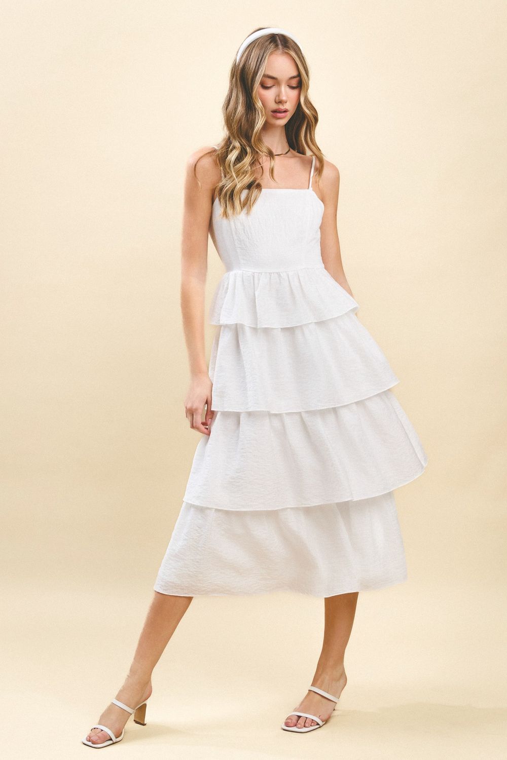 Calling You Tiered Maxi Dress, Color: White, Size: SML