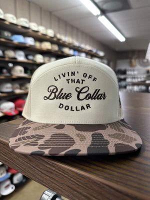 Blue Collar Dollar 7 Panel Hat - Duck Camo/Natural