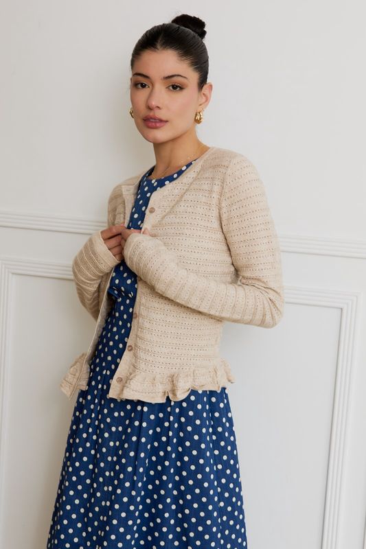 Calling Out Long Sleeve Button Ruffle Cardigan