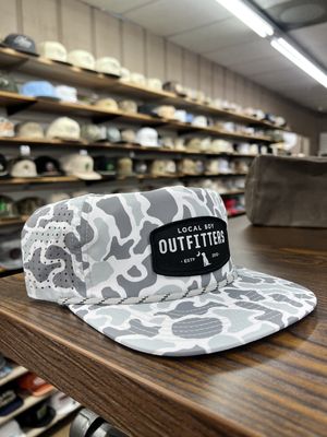 Perforated Flat Brim Woven Patch Hat White Localflage
