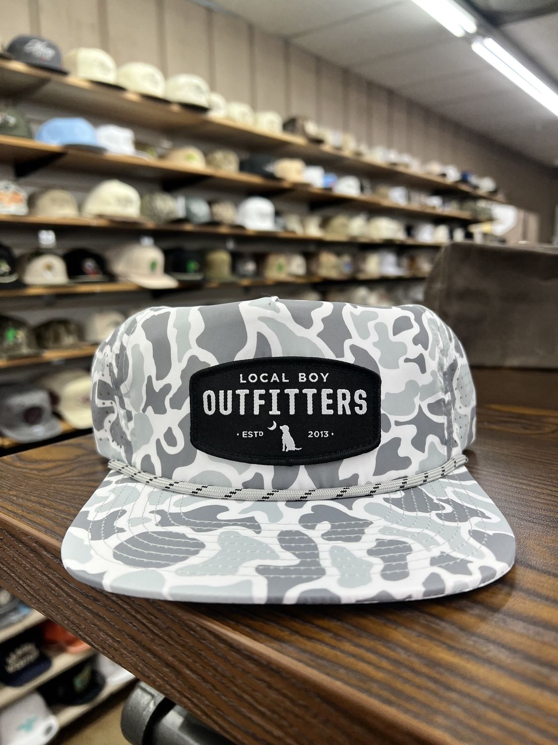 Perforated Flat Brim Woven Patch Hat White Localflage