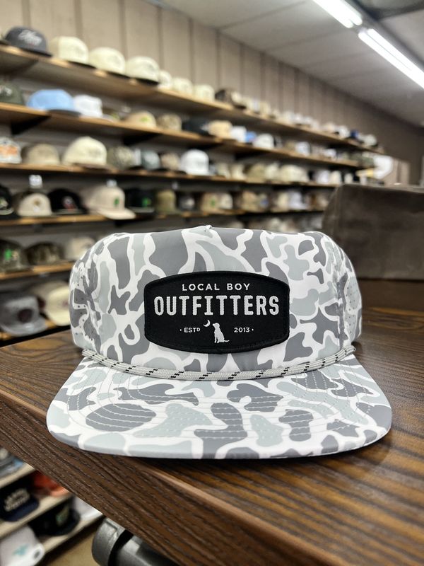 Perforated Flat Brim Woven Patch Hat White Localflage