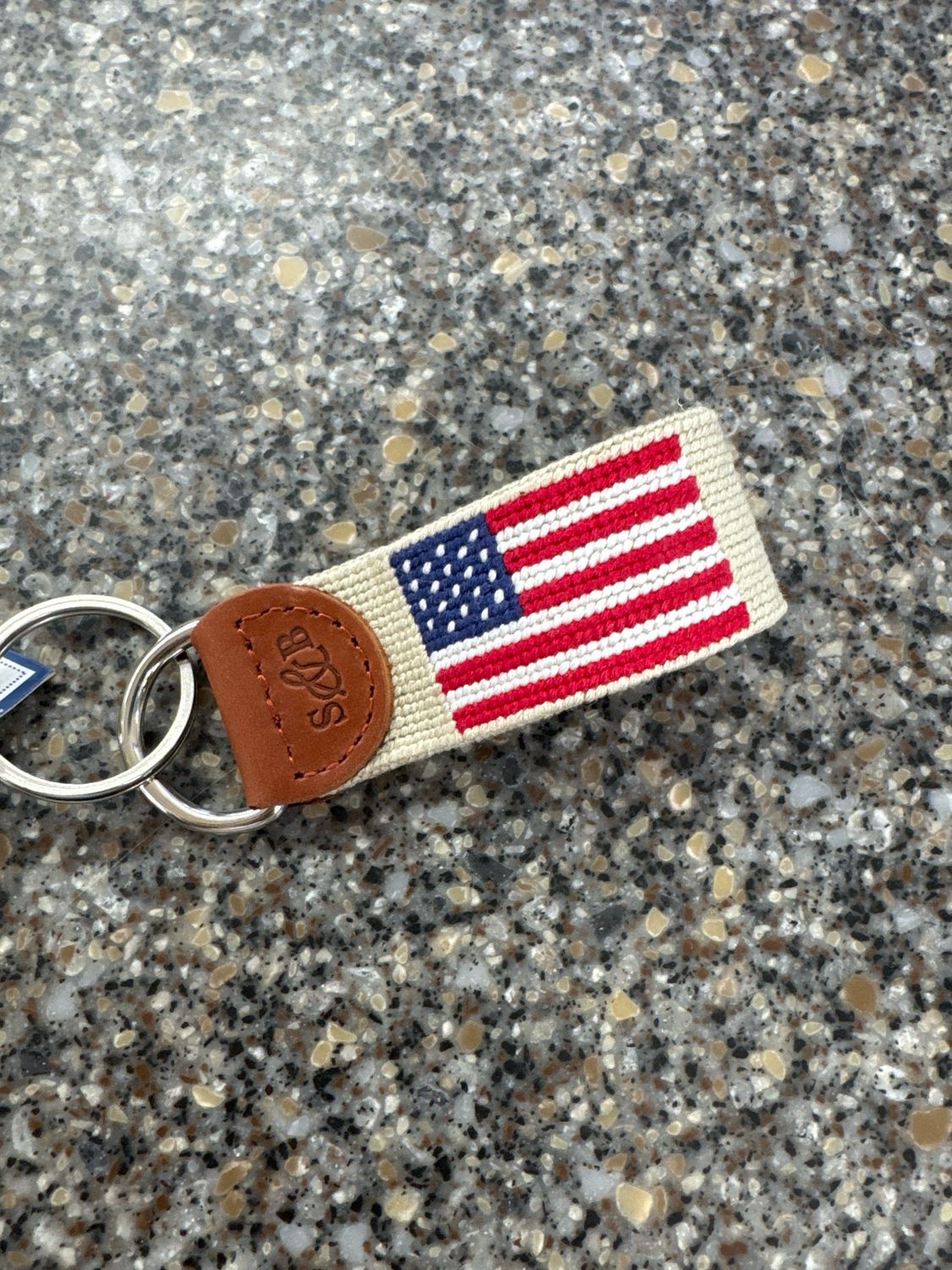 American Flag Key Fob - Light Khaki