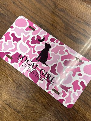 LG Pink Localflage Dog &amp; Moon License Plate