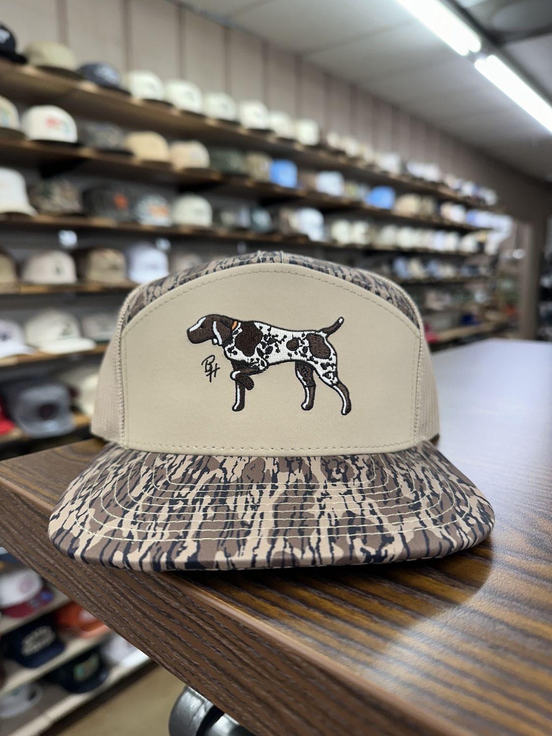 German Short Haired Pointer 7 Panel Hat - Timber Camo