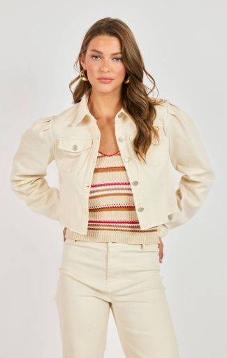 Clear Eyes Denim Jacket- Cream
