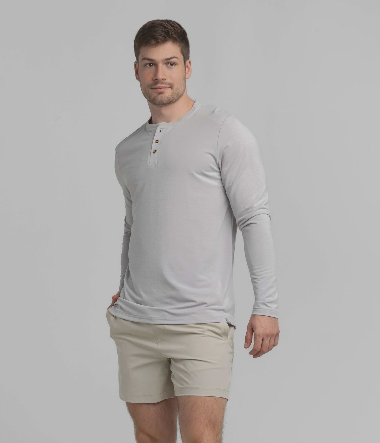 Max Comfort Long Sleeve Henley - Stone