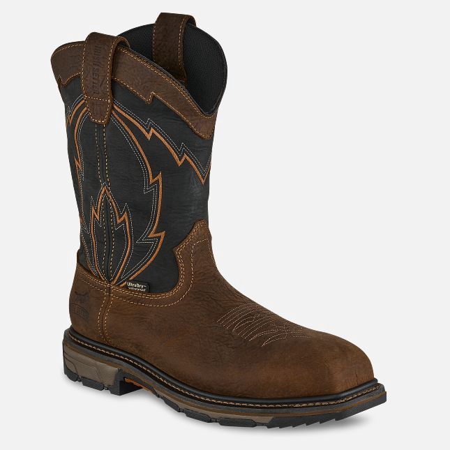 Men&#39;s Marshall 11-inch Waterproof Leather Safety Toe Pull-On Boot - Brown