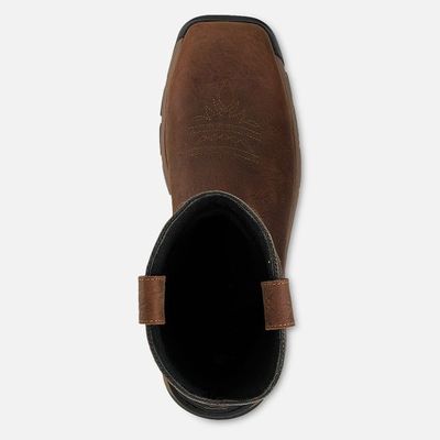 Men's Two Harbors 11-inch Waterproof Leather Safety Toe Pull-On Boot - Rust/ Grey