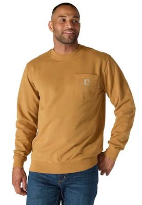 Relaxed Fit Midweight Garment Dye French Terry Crewneck Pocket Sweatshirt
