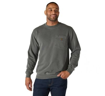 Relaxed Fit Midweight Garment Dye French Terry Crewneck Pocket Sweatshirt
