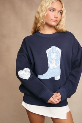 Cowboy Boot Patchwork Sweatshirt