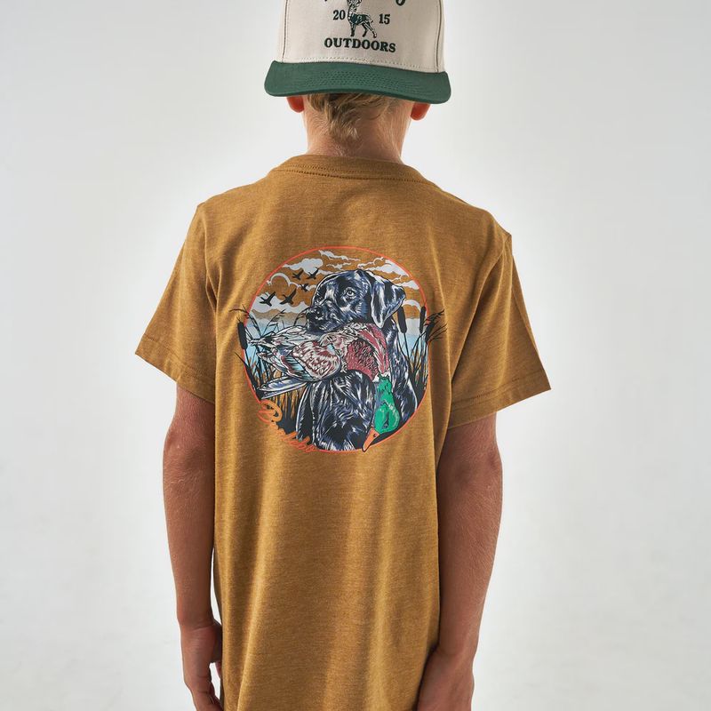 Youth Duck and Dog Short Sleeve Tee - Light Brown