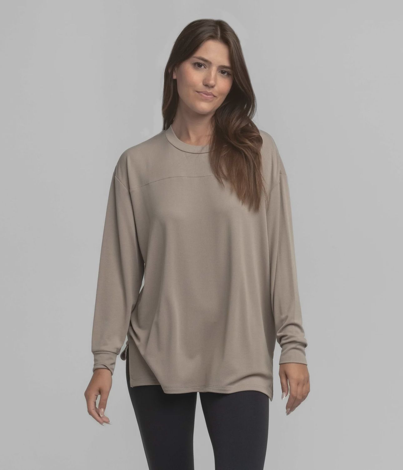 Relaxed Essential Long Sleeve Top, Color: 1311-Hazelnut, Size: SML