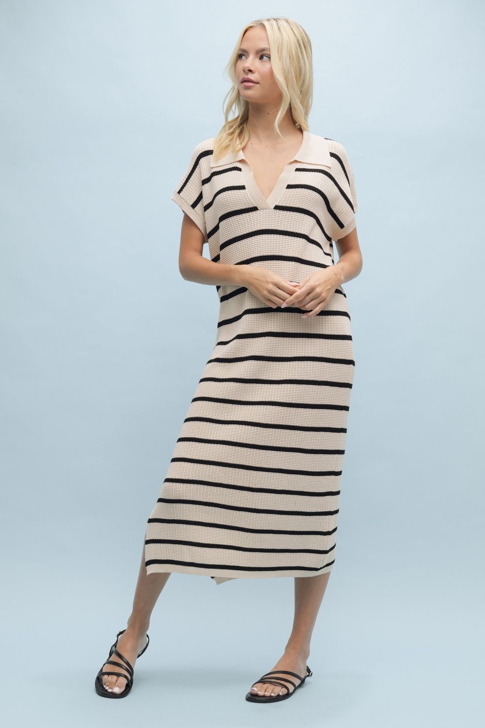 Strut &amp; Stripe Sweater Collared Midi Dress