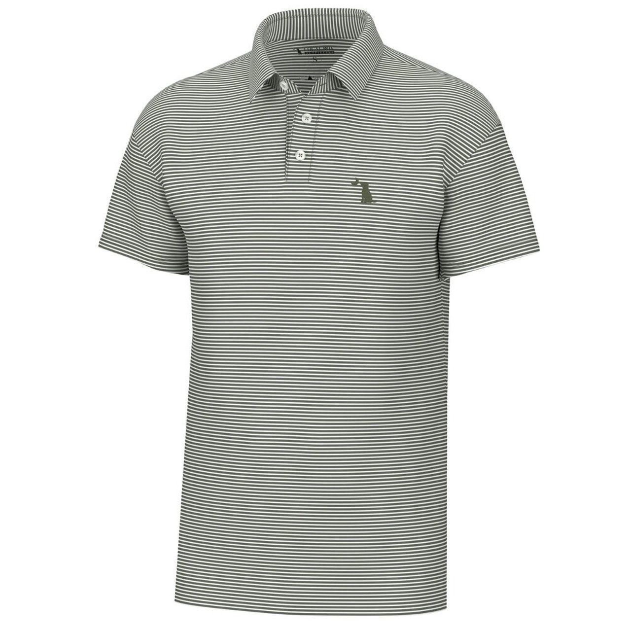 Driftwood Striped Short Sleeve Polo, Color: DSG-Dark Sage, Size: SML