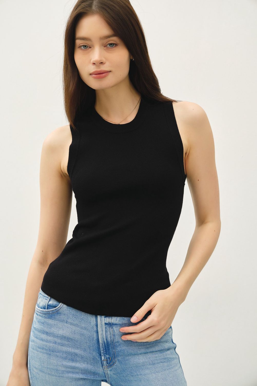 The Alice Sleeveless Ribbed Top, Color: Black, Size: SML/MED