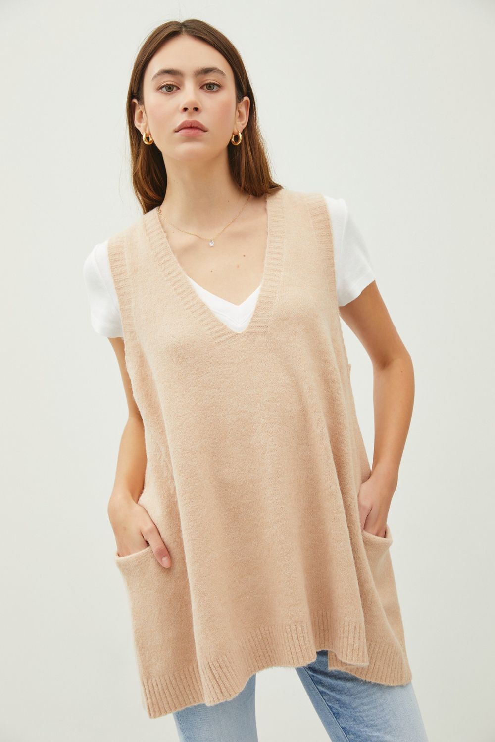 You&#39;re Next Oversized Sweater Vest, Color: Blush, Size: SML/MED