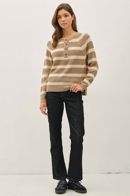 Slow Ride 1/4 Button Sweater