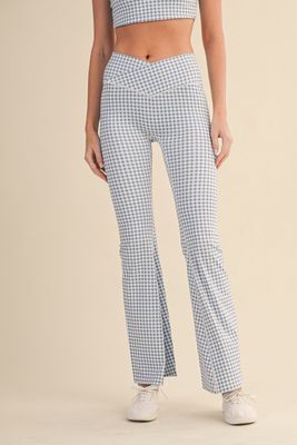 Lean In Gingham High-Waist Flare Leggings