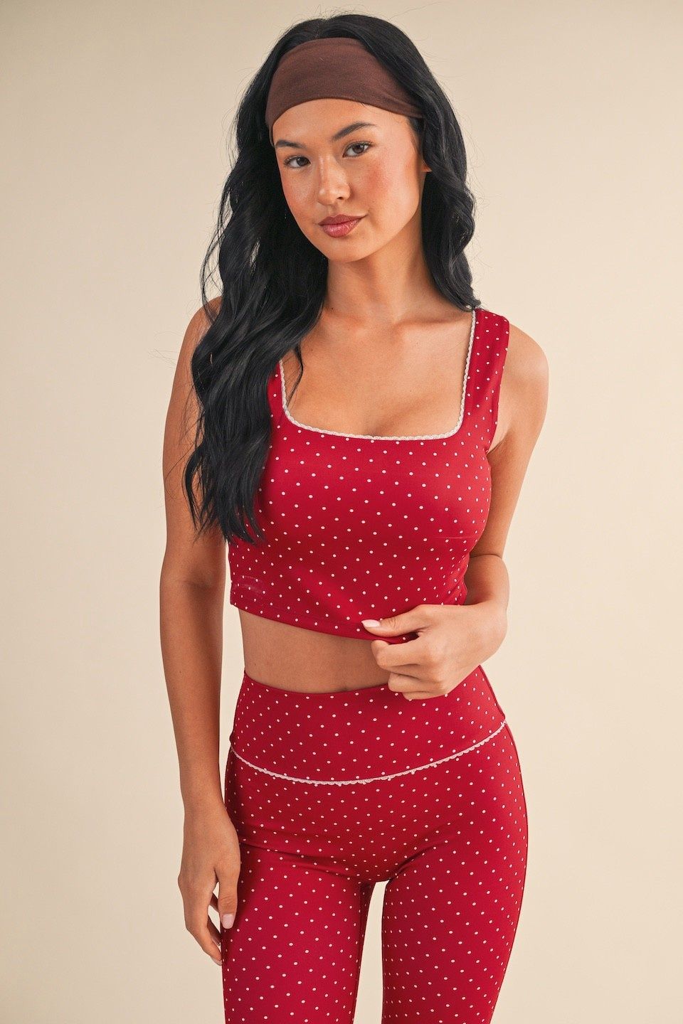 Let Me Stay Lace Trim Cropped Tank Top