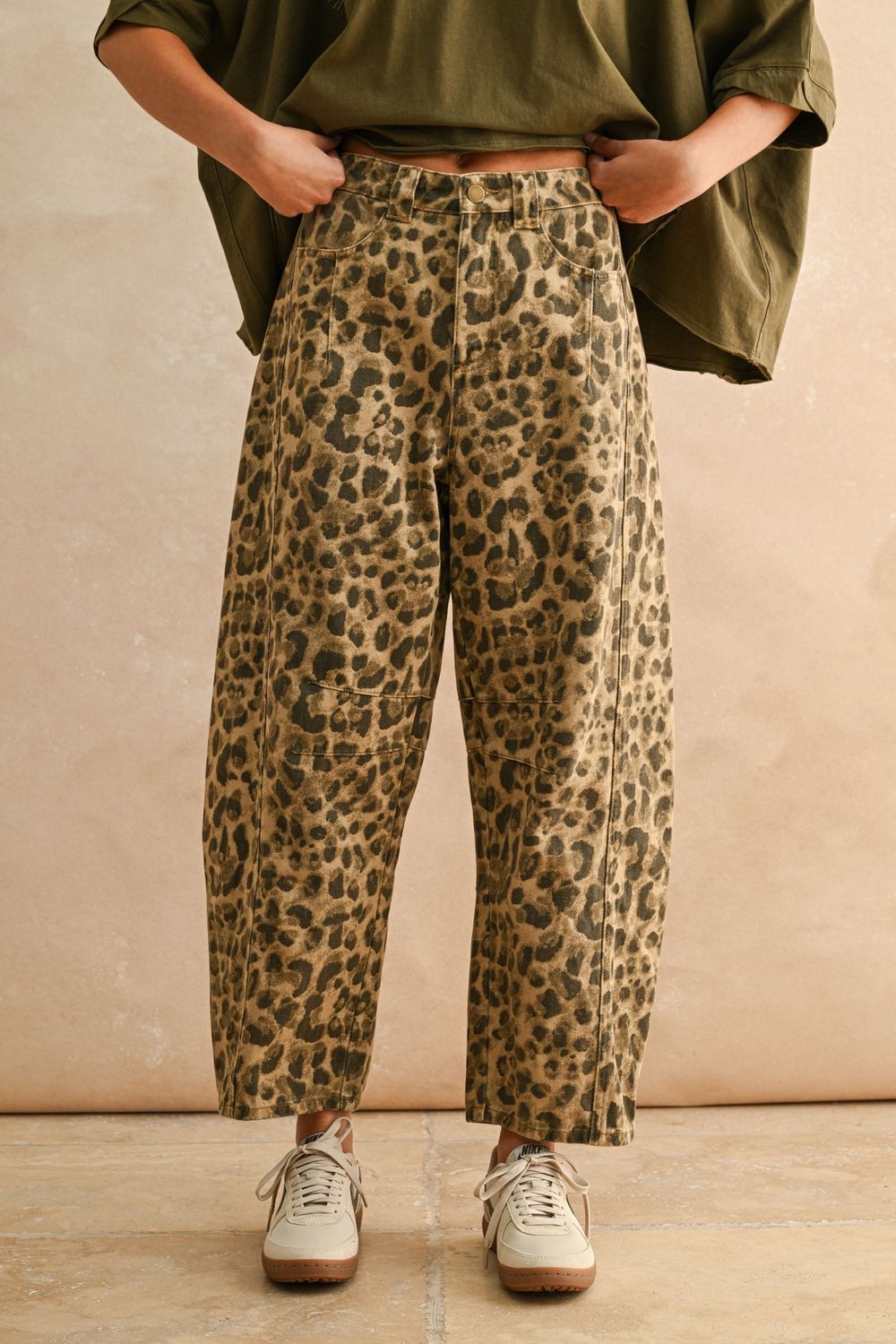 Something New Printed Barrell Pants