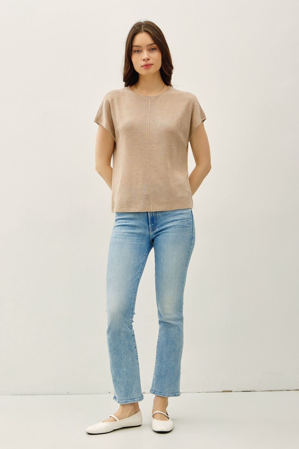 According To Me Cap Sleeve Knit Top