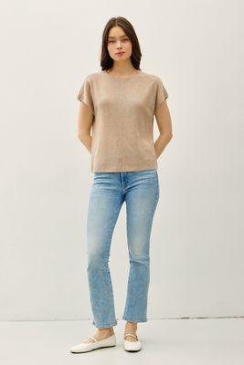 According To Me Cap Sleeve Knit Top