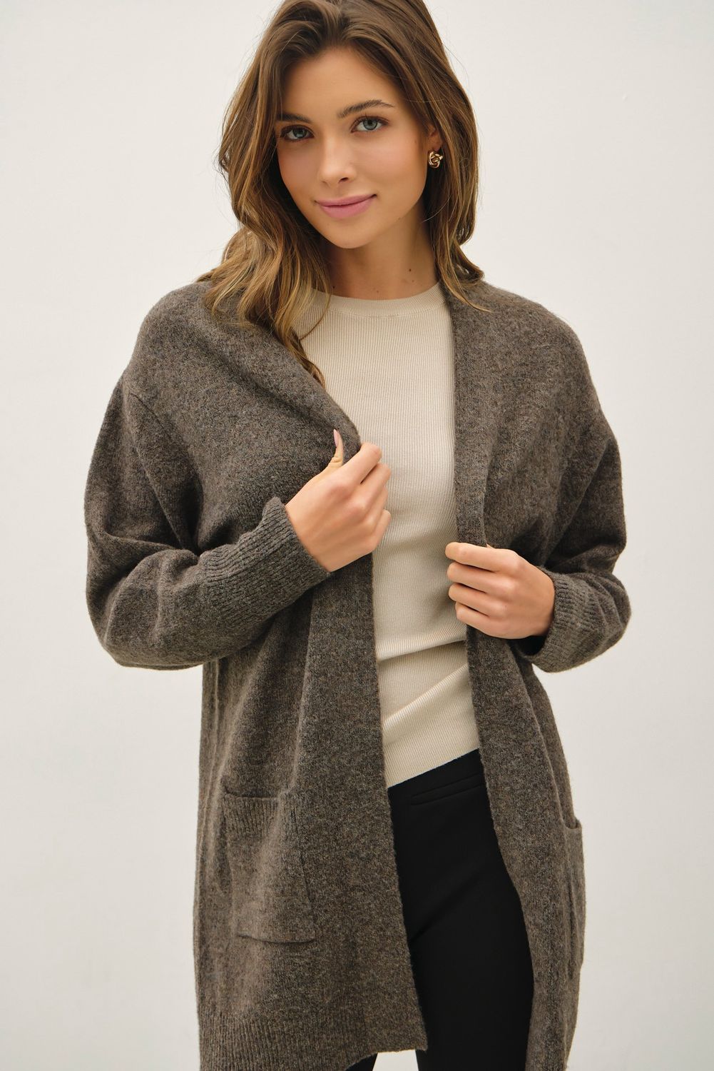 Classic Look Cardigan, Color: Brown, Size: SML
