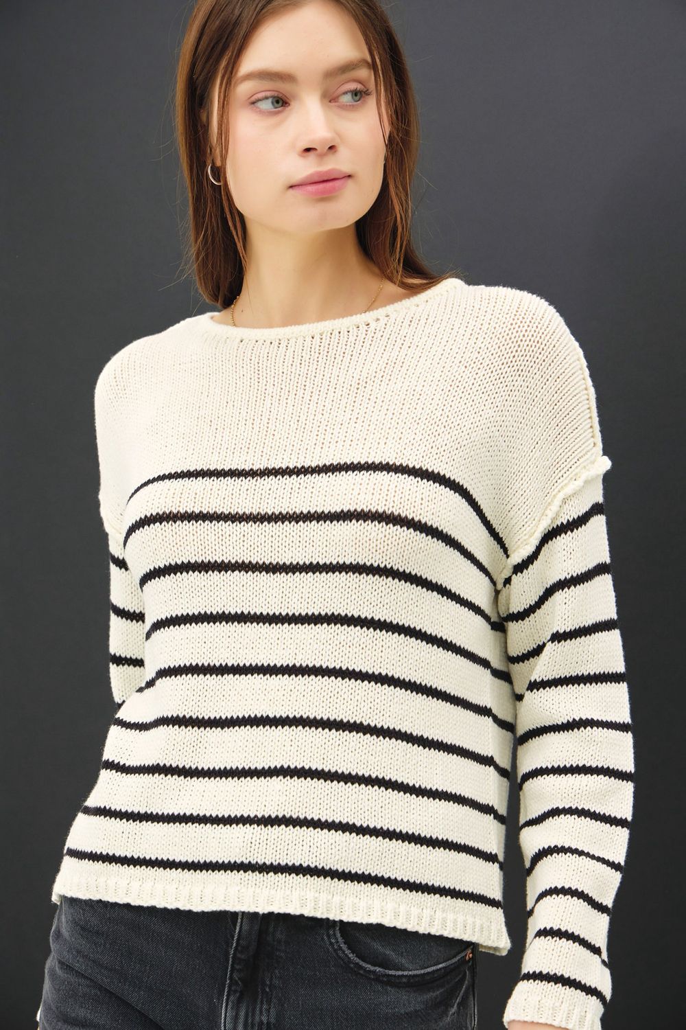 Never Understand Striped Sweater, Color: Black, Size: SML
