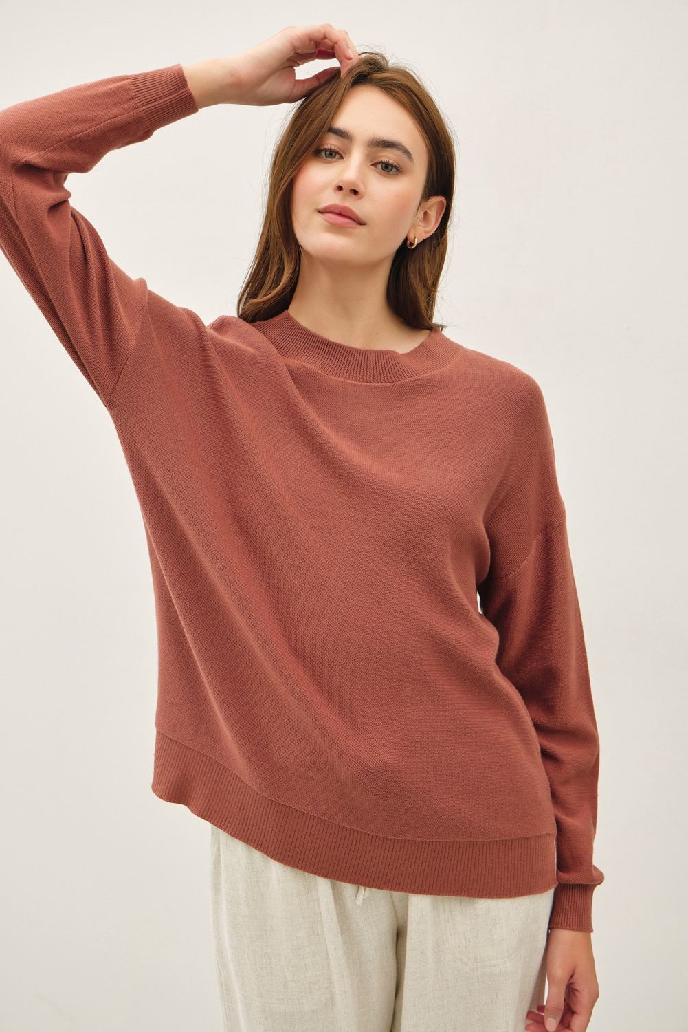 Here We Go Again Sweater, Color: Brick Brown, Size: SML