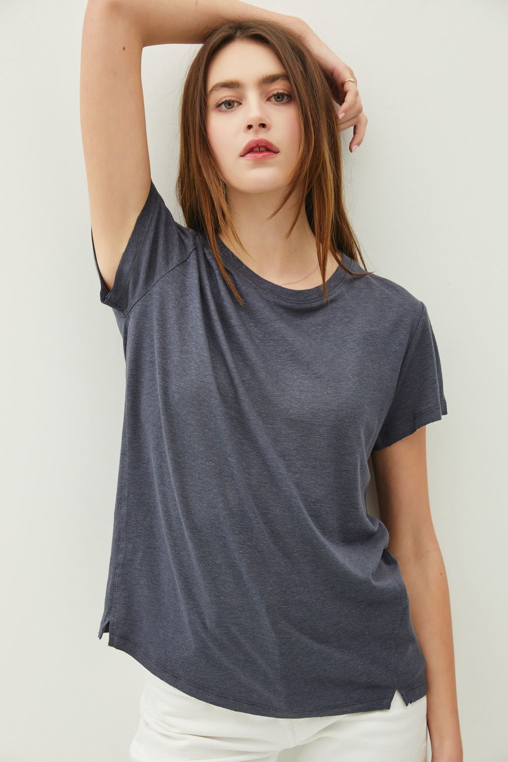 Perfect As You Basic Short Sleeve Top, Color: Charcoal, Size: SML