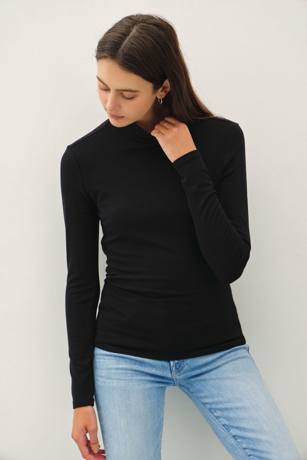 The Ultra Soft Turtleneck Knit Top, Color: Black, Size: SML