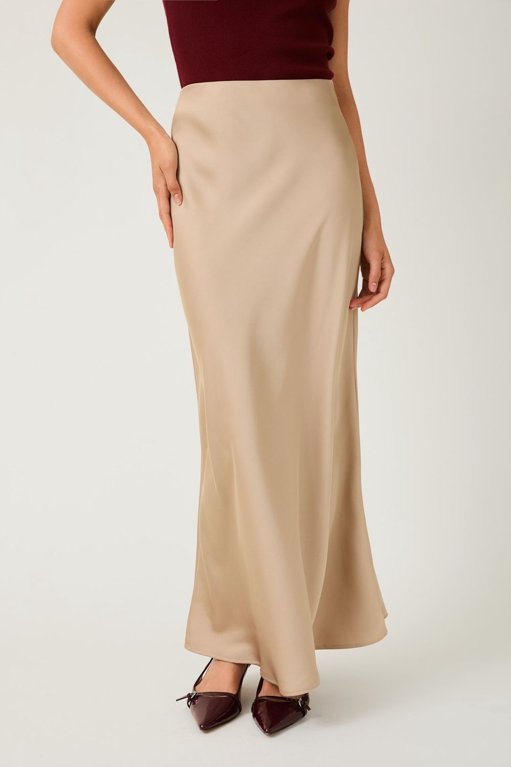 Be The Star Satin Midi Skirt
