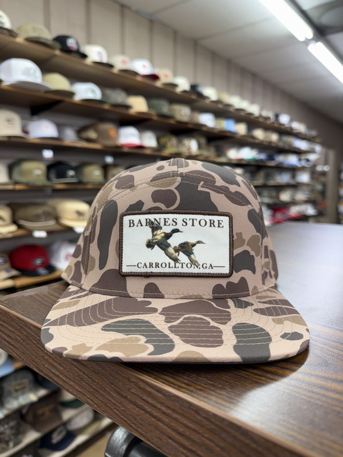 Flying Ducks Patch Performance 7 Panel Hat - Bark Duck Camo