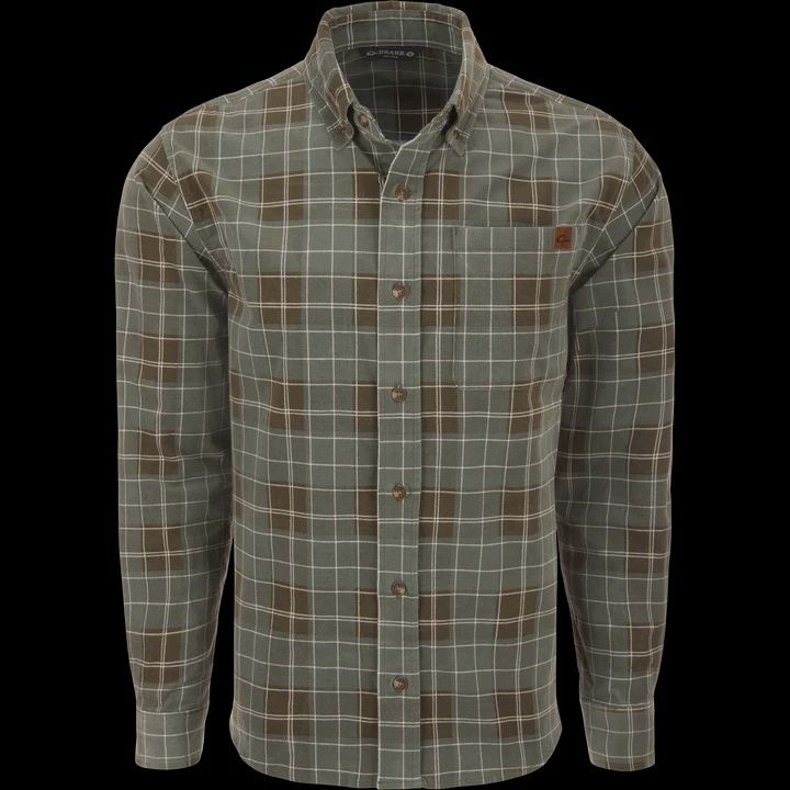 Mid-Wale Plaid Corduroy Shirt, Color: Plaid Agave Green, Size: MED