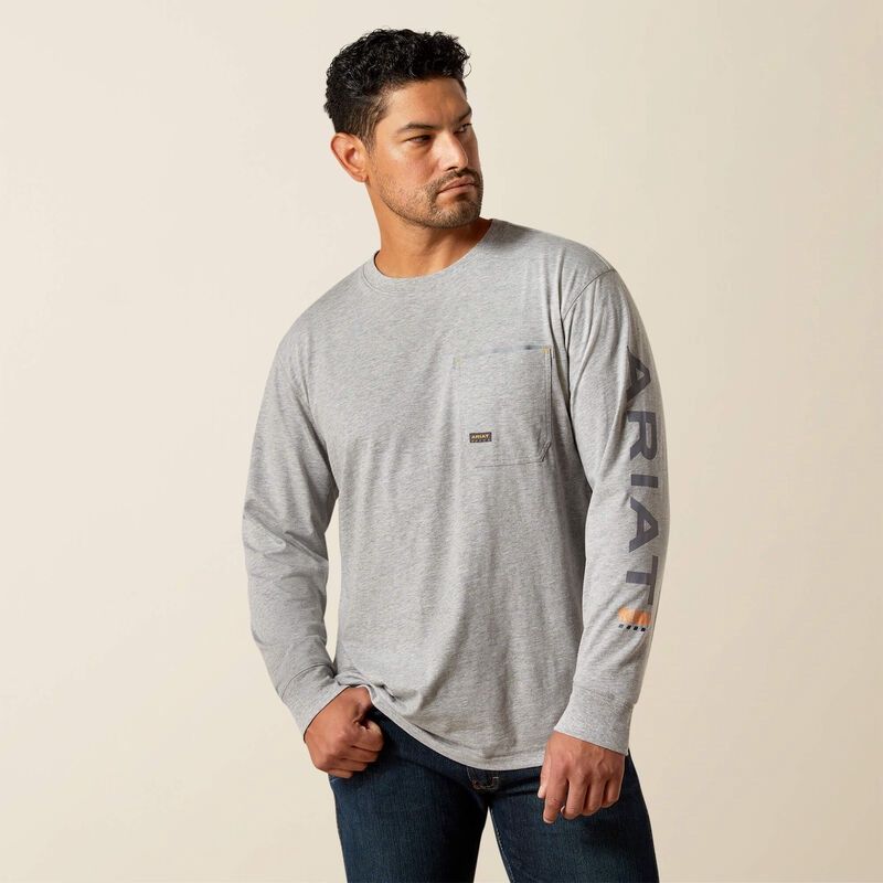 Rebar Workman Logo Long Sleeve T-Shirt - Heather Grey