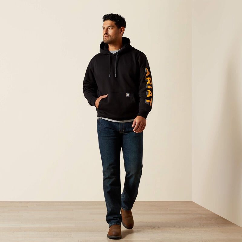 Rebar Lightweight Logo Hoodie - Black/Rebar Orange