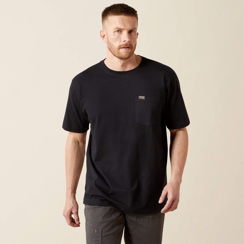 Rebar Cotton Strong Standard Pocket Short Sleeve T-Shirt - Black