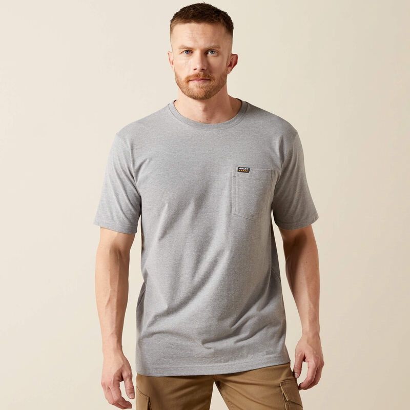 Rebar Cotton Strong Standard Pocket SS T-Shirt - Heather Grey