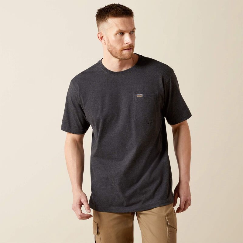 Rebar Cotton Strong Standard Pocket Short Sleeve T-Shirt - Charcoal Heather