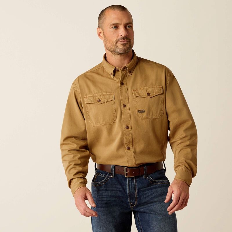Rebar Washed Twill Work Shirt - Rebar Khaki