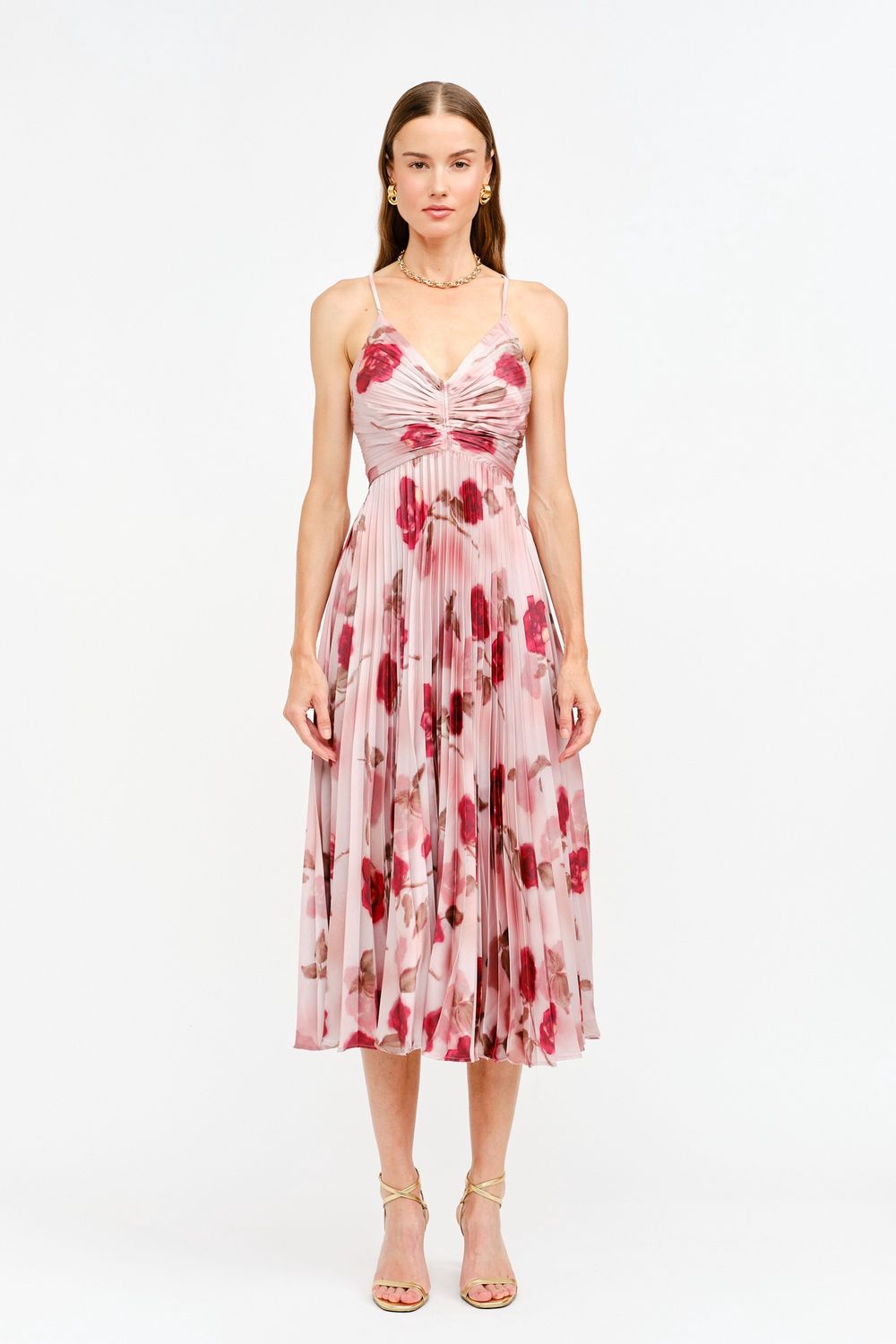 Sofie Floral Print Pleated Midi Dress